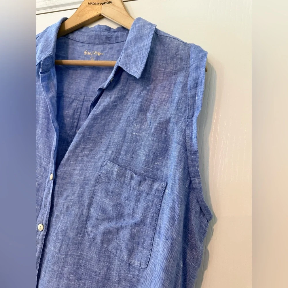 Lilly Pulitzer 100% Linen Breelyn Button Down - Picture 7 of 9